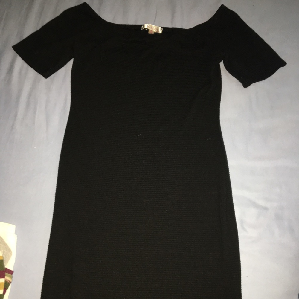 Long Fitted Black Dress, Off Shoulder